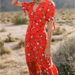 Maeve Scarlet Floral Midi Dress